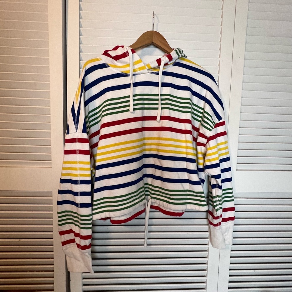 RARE HBC Stripes Lounge Cropped Hoodie
